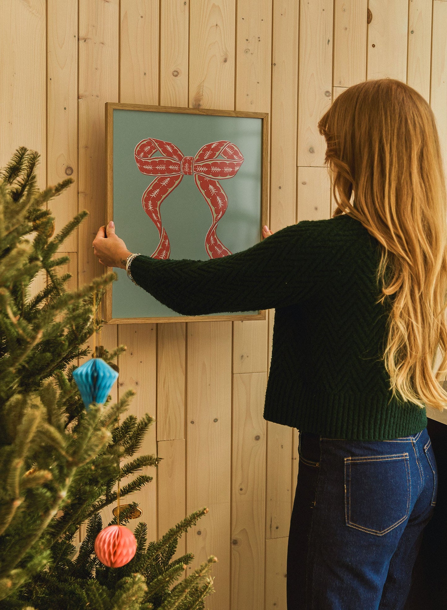 Vintage Holiday Bow Mint, Poster